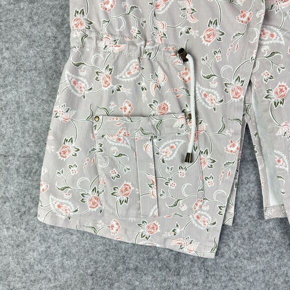 Lysse Piper Vest Womens Large Gray Floral Cotton Twill Open Cinch Waist Pockets - Picture 4 of 15